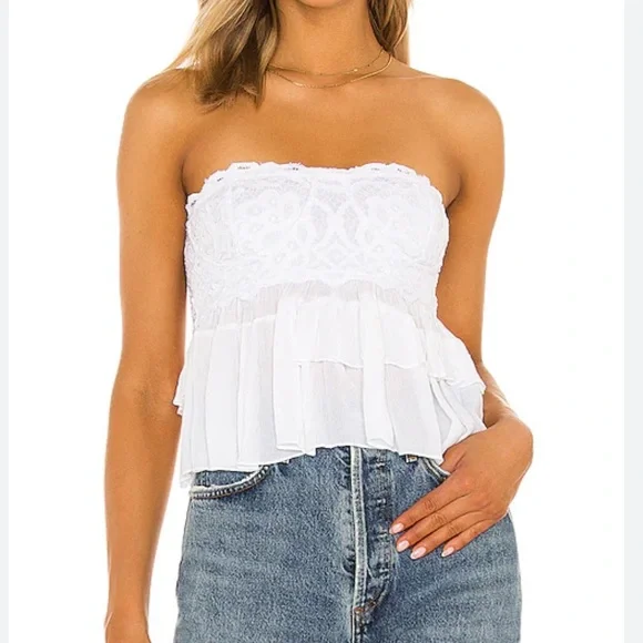 Free People adella corset strapless lace crop top - Picture 1 of 4